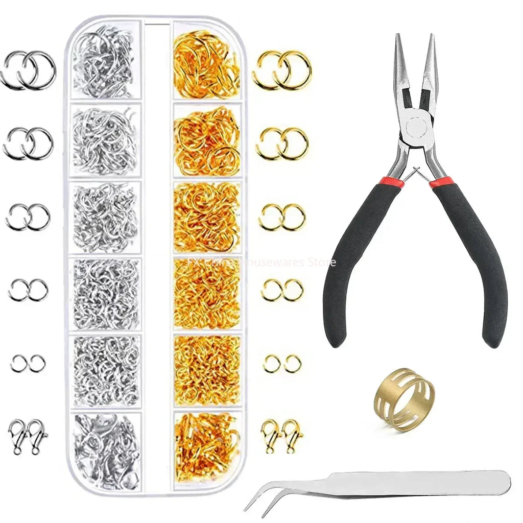 About 1200pcs Gold & Silver Jump Rings with Lobster Clasps + Pliers - DIY Jewelry Making Kit for Necklaces & Earrings Oasis Select