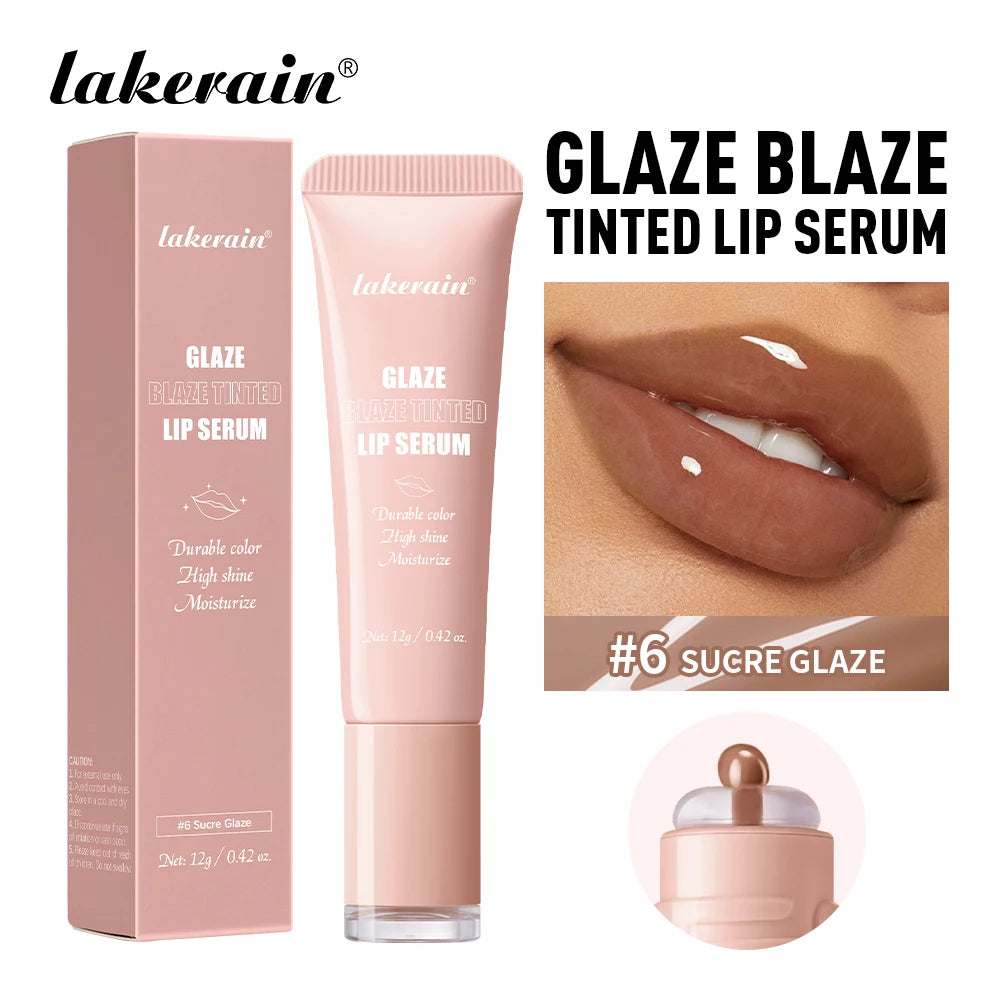 Lakerain Glaze Blaze Tinted Lip Serum Moisturizing Repairing Nourishing Lip Tint Glow Liquid Lip Gel Hydrating Lips Care Makeup Oasis Select 6
