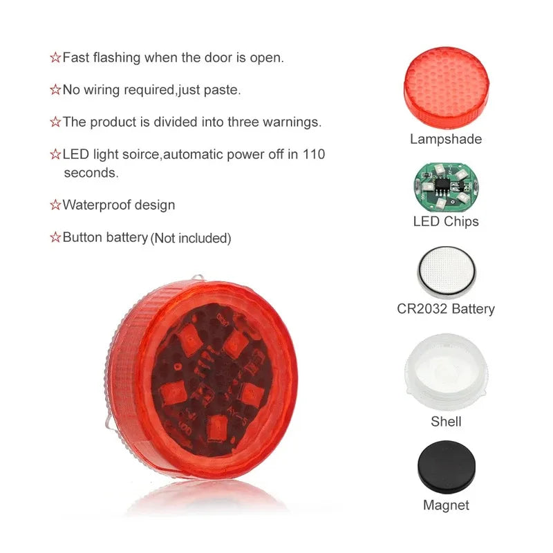1/2/4pcs Universal LED Car Opening Door Safety Warning Anti-collision Lights Magnetic Sensor Strobe Flashing Alarm Lights Oasis Select