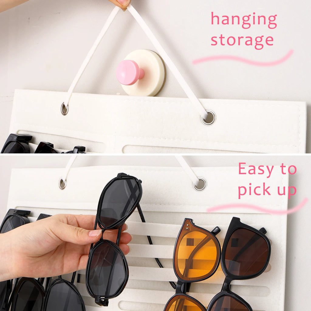 1pc Wall mounted Black/White Foldable Glasses Storage Bag Sunglasses Glasses Box Hair Accessories Storage Hanging Bag Oasis Select