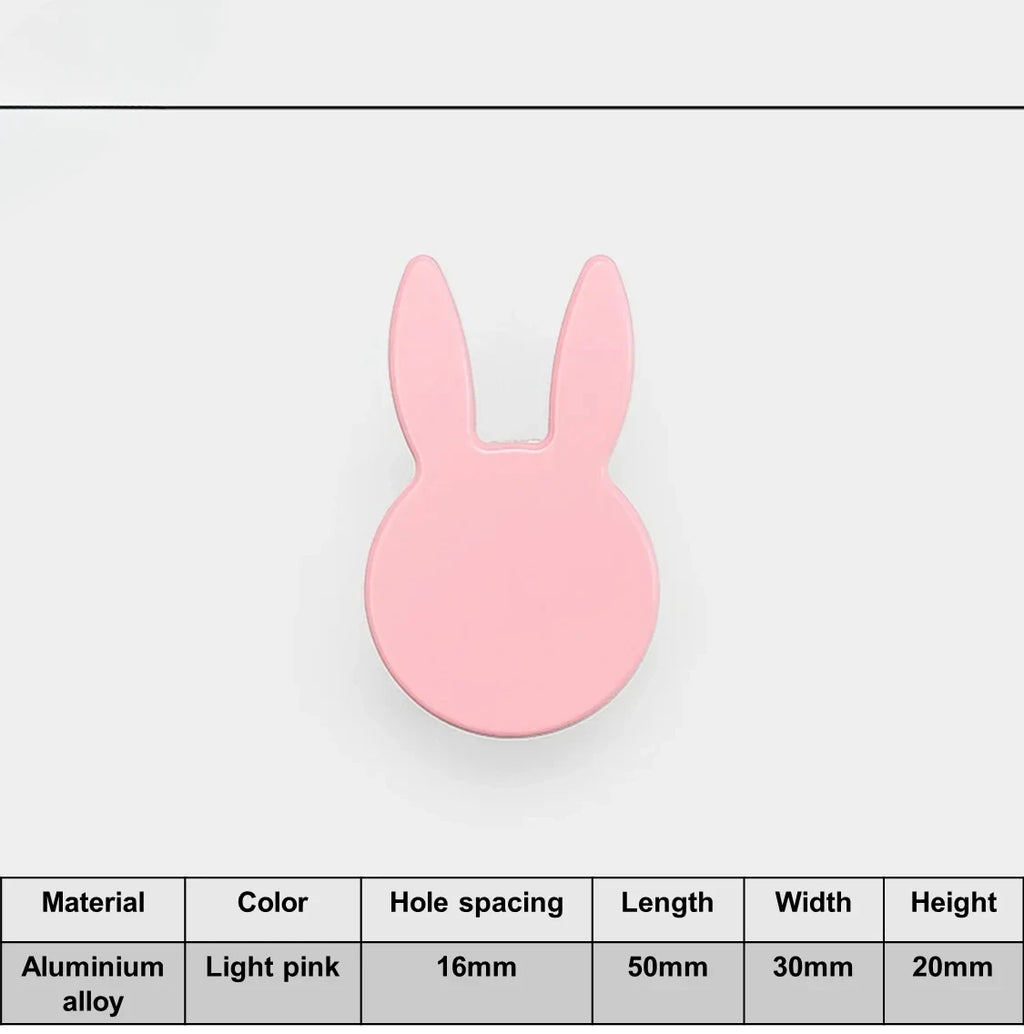 Love Rabbit Cartoon Children's Room Handle Color Matching Cabinet Door Handle Kitchen Cabinet Shoe Cabinet Wardrobe Door Handle Oasis Select Light pink 50mm