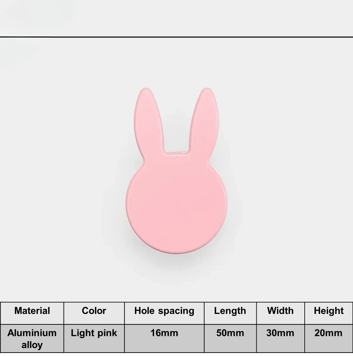 Love Rabbit Cartoon Children's Room Handle Color Matching Cabinet Door Handle Kitchen Cabinet Shoe Cabinet Wardrobe Door Handle Oasis Select Light pink 50mm