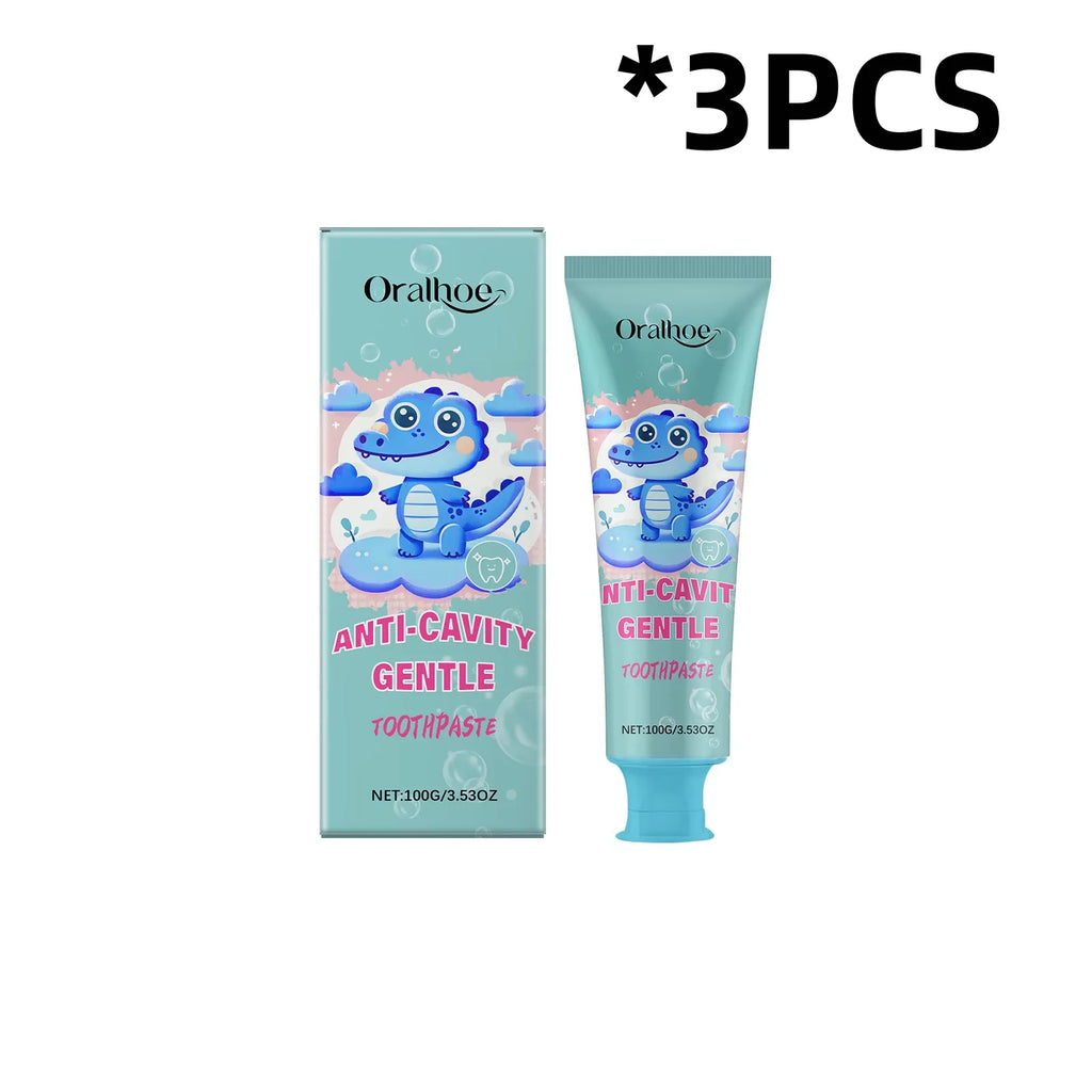 ORALHOE Children's Mint Flavored Toothpaste Oral Hygiene Fresh Breath Prevent Tooth Decay Protect Gums Tooth Nourish Toothpaste Oasis Select 100g Boxed X3PCS