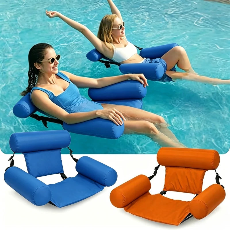 Inflatable Water Hammock Foldable Pool Float Lounger Mesh Air Mattress Recliner Bed for Adult Summer Swimming Beach Pool Party Oasis Select