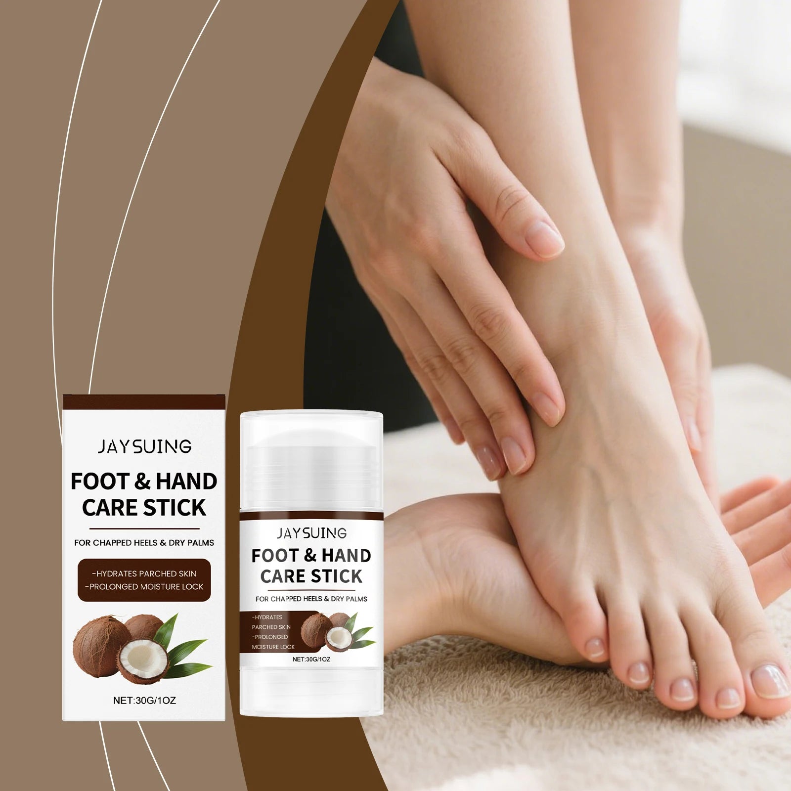 Coconut Oil Moisturizing Stick Deep Hydration Improve Dry Cracked Skin Repair Barriers Exfoliate Hand & Foot Care Essence Stick Oasis Select