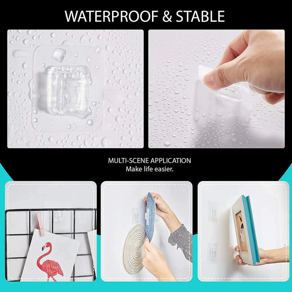 10 Pairs Strong Sticky Hung Double Sided Patch Hook Buckle Transparent Adhesive Wall Hooks Cup Sucker Oasis Select