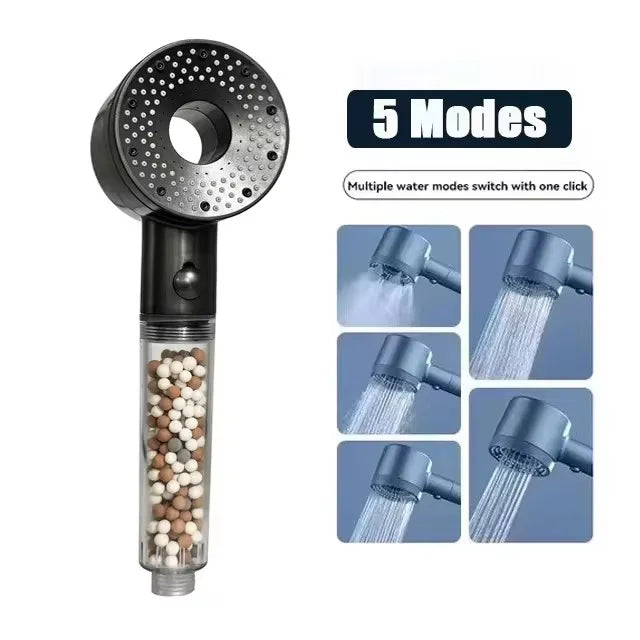New 5 Modes Shower Head Large Flow Anion Filter Shower High Pressure Water Saving Mixer Shower Nozzle Bathroom Accessories Set Oasis Select Shower Head A