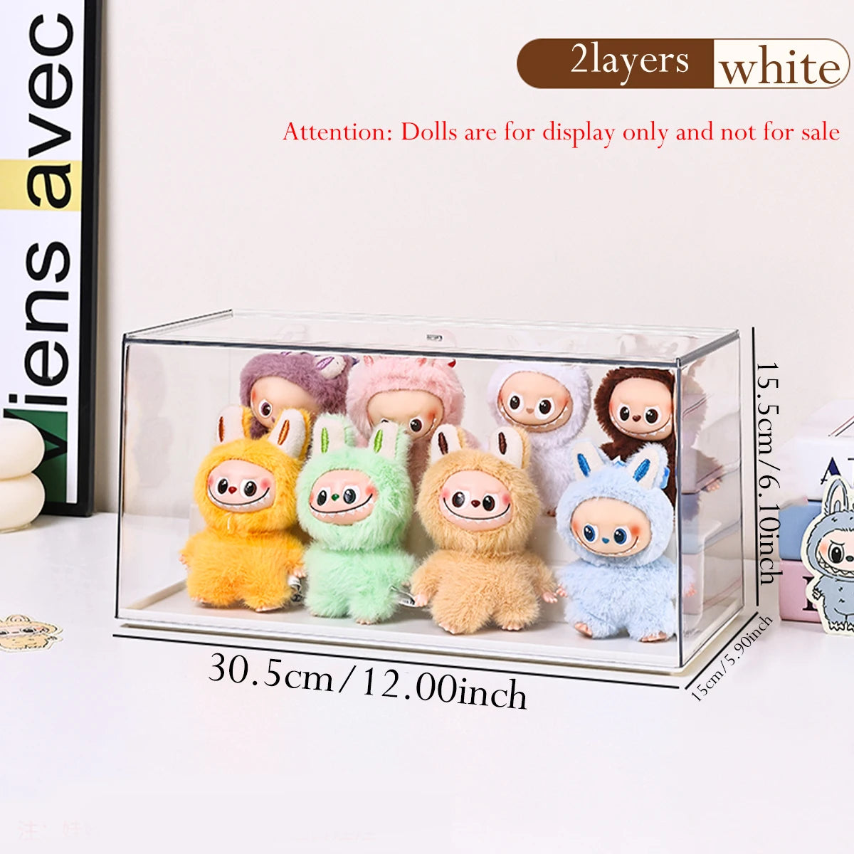 1pc stackable transparent labubu doll display box acrylic blind box manual storage box household perfume storage display rack Oasis Select 2layers-white