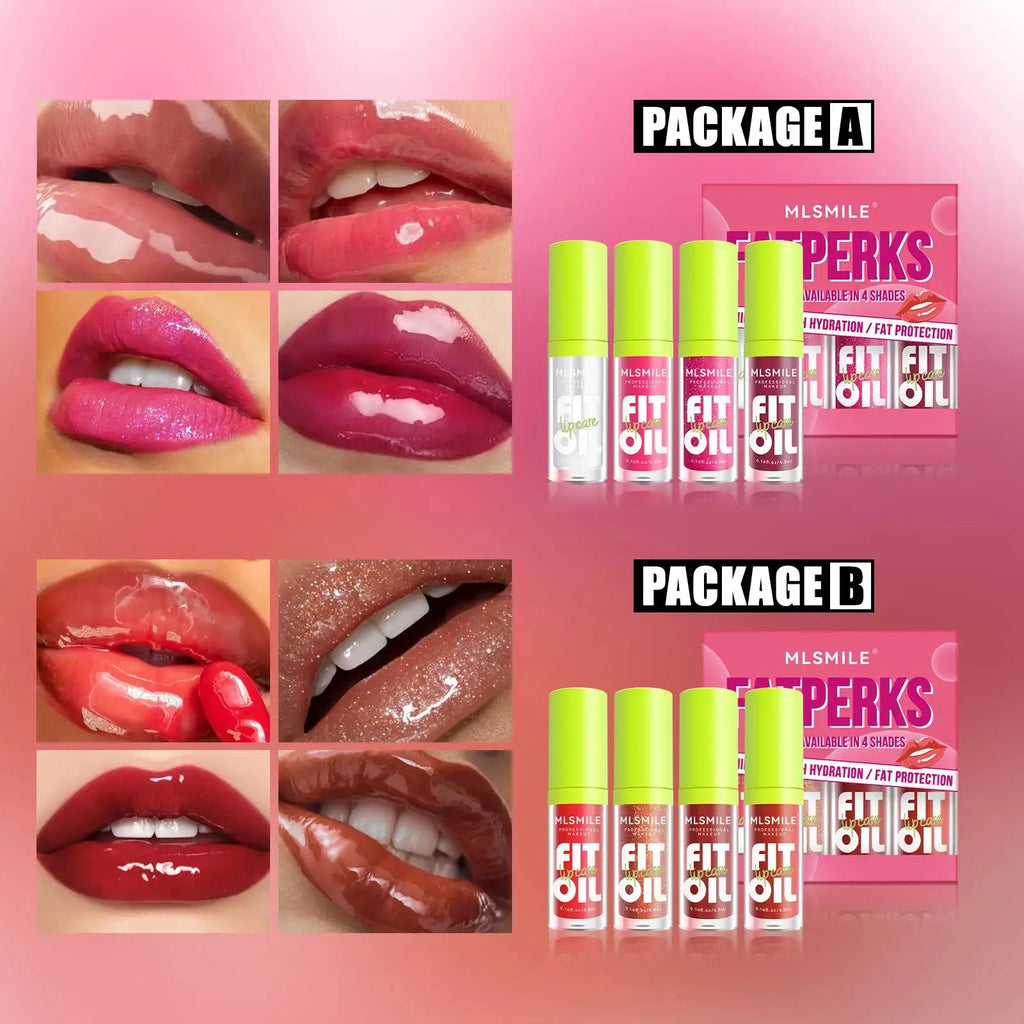 4pcs Set Mirror Pearl Lipgloss Long Lasting Hydrating Moisturizing Clear Lip Balm Oil Multi Color Lip Enhancement Oasis Select