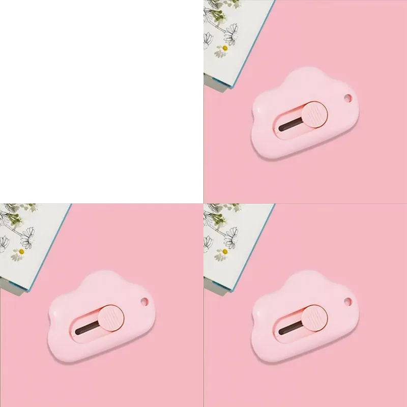 1/2/3/4pcs Kawaii Clouds Mini Portable Ulity Knife Box Cutter Opener Pocket Stretch Paper Cutters School Office Supplies Gift Oasis Select 3pcs pink