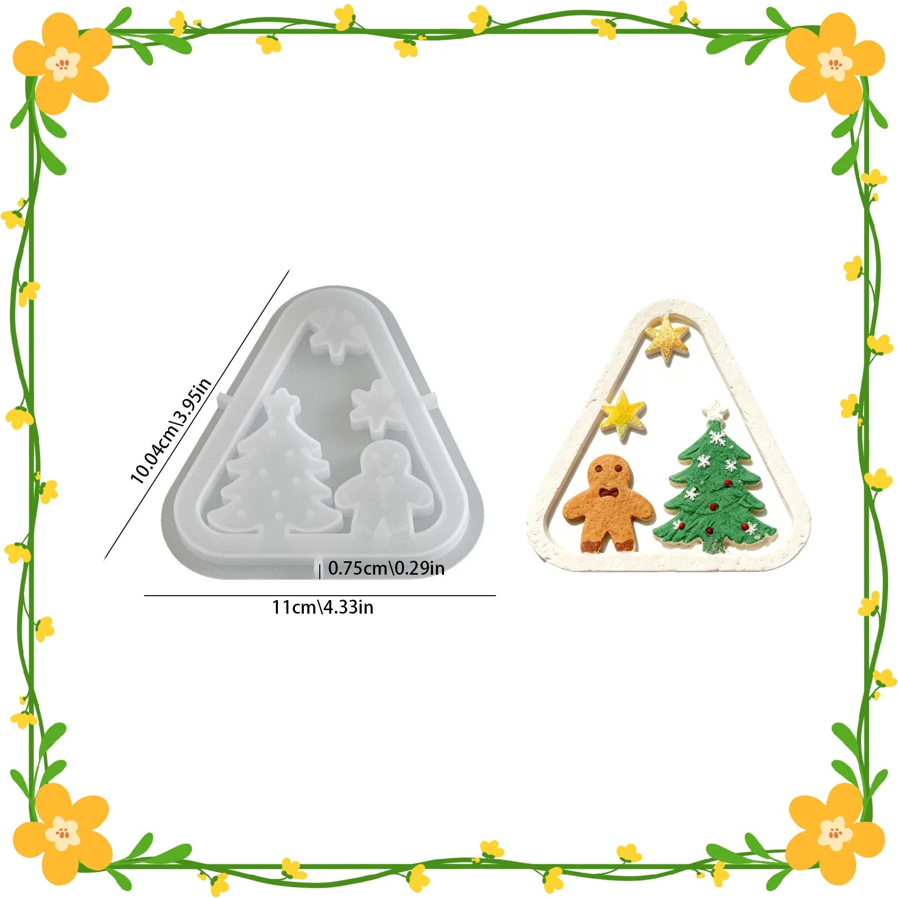Christmas Triangle Candlestick Silicone Mold Santa Claus Snowman Tree Festival Resin Mould Mini Table Ornaments Home Decoration Oasis Select