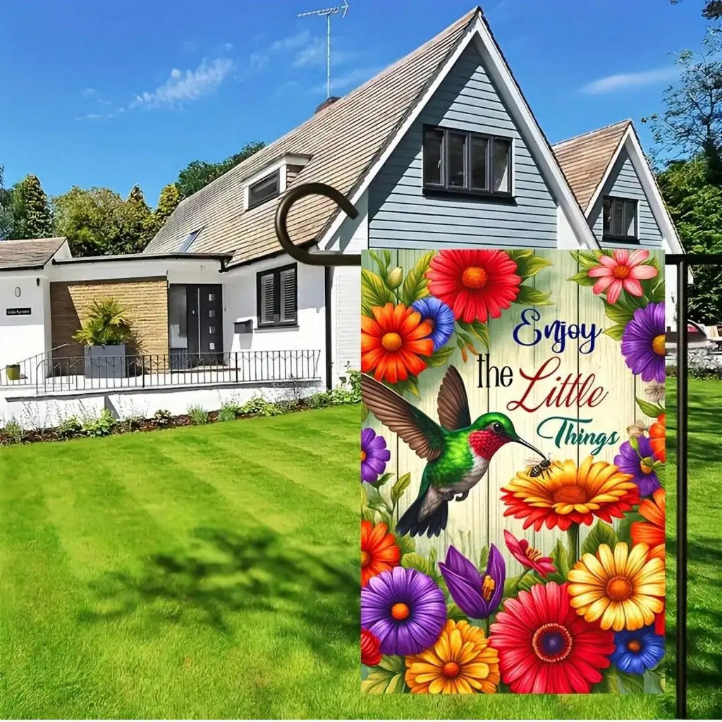 Double-sided garden flag with hummingbird design—for hanging in the yard, home decor, and holiday decorations; no flagpole requi Oasis Select