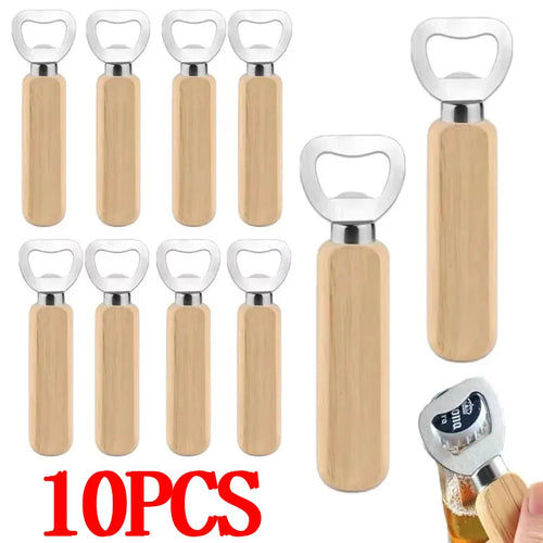 10pcs Beer Bottle Opener Wooden Bottle Opener For Home Kitchen Bar Restaurant Party Gift Kitchen Accessories Gadget Oasis Select