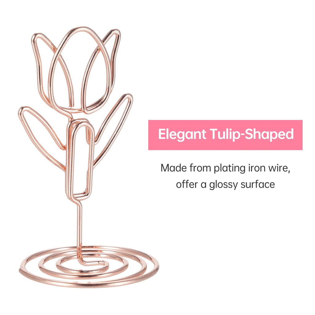 20 Pcs Table Number Holder Photo Clips Tulip Shaped Sign Stand Name Card for Centerpieces Wedding Birthday Party Home Decoration Oasis Select