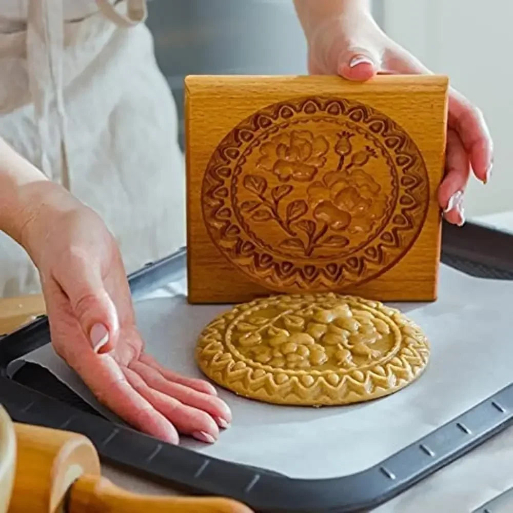 DIY Wooden Shortbread Mold Raspberry Heart Carved Gingerbread Cookie Mold Kitchen Cutter Molds For Valentine's Day Easter Party Oasis Select