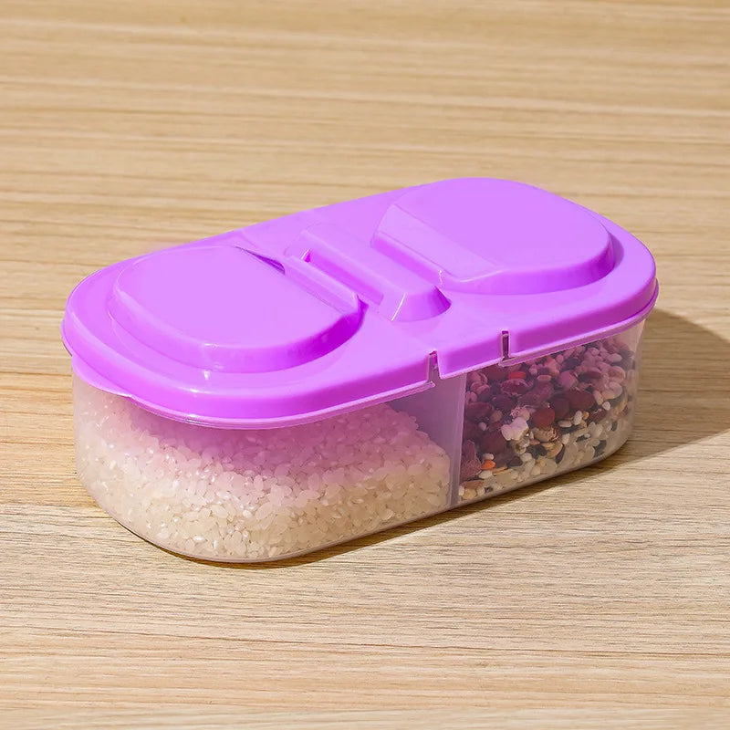 Dual Compartment Food Storage Container Plastic Sealed Easy Clean Reusable for Spices Herbs Lunch Kitchen Camping Office Oasis Select PURPLE