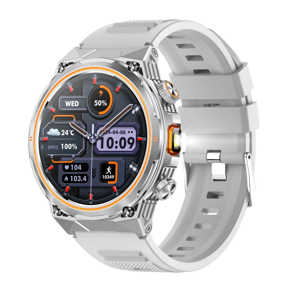 2025 Calendar Men Wireless Call Smart Watch LED Flashlights Waterproof Heart Rate Health Sleep Sports Fitness Smartwatch 400Mah Oasis Select SVGRS