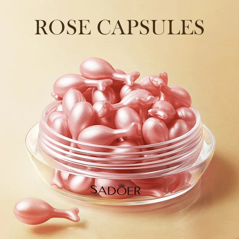 30pcs/box SADOER Snail Rose Capsule Essence Lotion for Moisturizing Repairing Hydrating Brighten Skin Oasis Select Rose