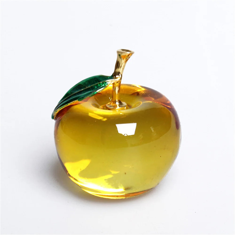 Apple Ornaments Coloured Glaze Decoration Glass Home Decoration Crystal Quartz Purple Red Pink Yellow Lucency Gift Souvenir Oasis Select Yellow