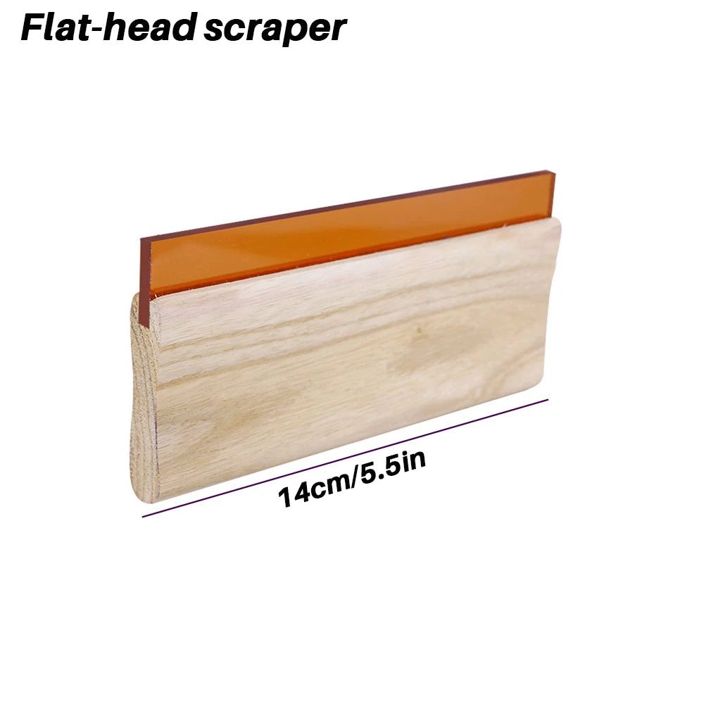 Screen Printing Squeegee with Wooden Anti-Slip Handle, High-Elastic Silicone Blade, Water-oil dual use, Anti-stick, Easy clean Oasis Select 14cm Flat