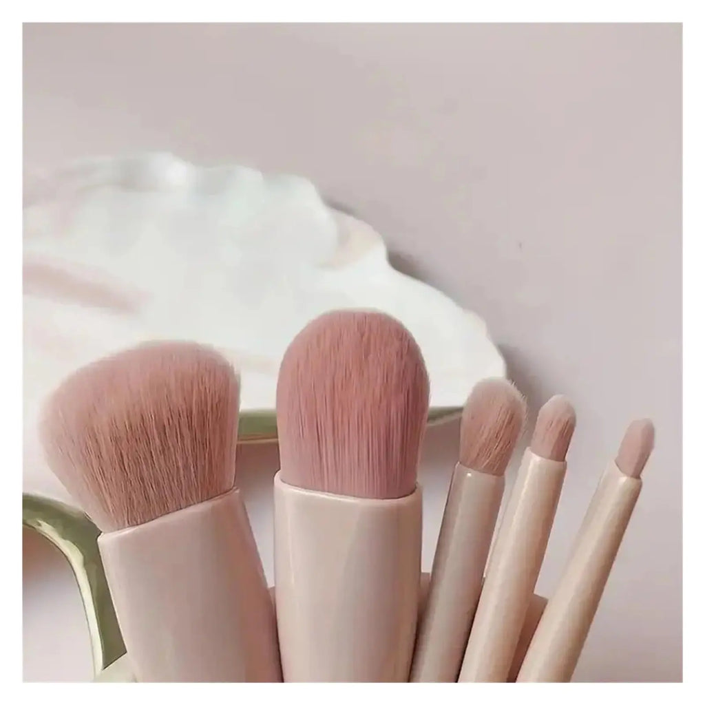 5pcs Mini Travel Size Makeup Brushes Set Complete Function Cosmetic Brushes Kit with Storage Case And Mirror for On-the-Go Oasis Select