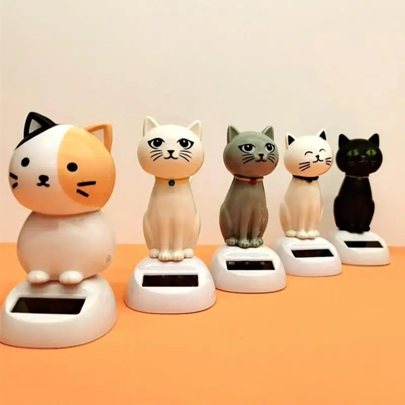 Solar Shaking Cat Car Decoration Cartoon Cat Toy Dashboard Decorations Solar Shaking Head Doll Black Cat Small Gadget Decor Oasis Select