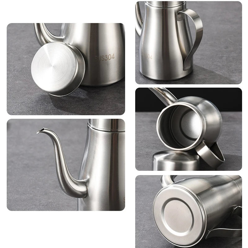 304 Stainless Steel Oil Pot Kitchen Oil Bottle Oil Tank Pot Household Edible Oil Pot Large Oil Tank Oil Pot Pouring Oil Bottle Oasis Select