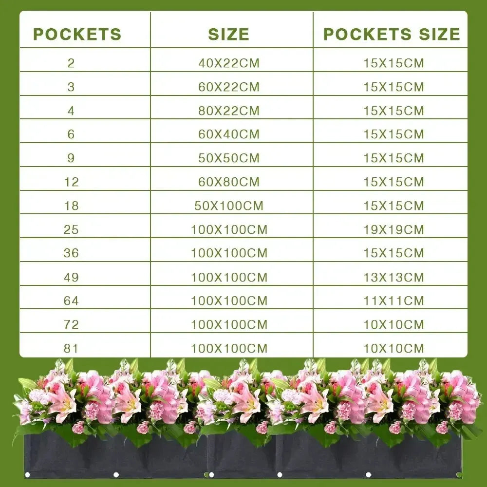 Vertical Wall Hanging Planter Bags – Felt Pocket Grow Pots Vertical Wall Planter Oasis Select