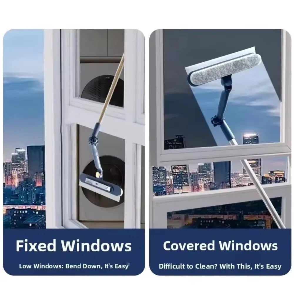 2 in1 Highrise Special Glass Brush with Squeegee Extended Handle Household Window Cleaner Universal Rotatable Oasis Select