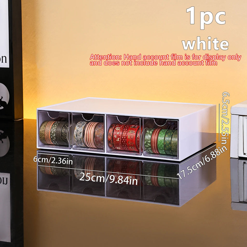 1pc Drawer Style Sticker Hand Account Countertop Storage Box Stackable Stationery Multifunctional Home Office Desk Organizerr Oasis Select white