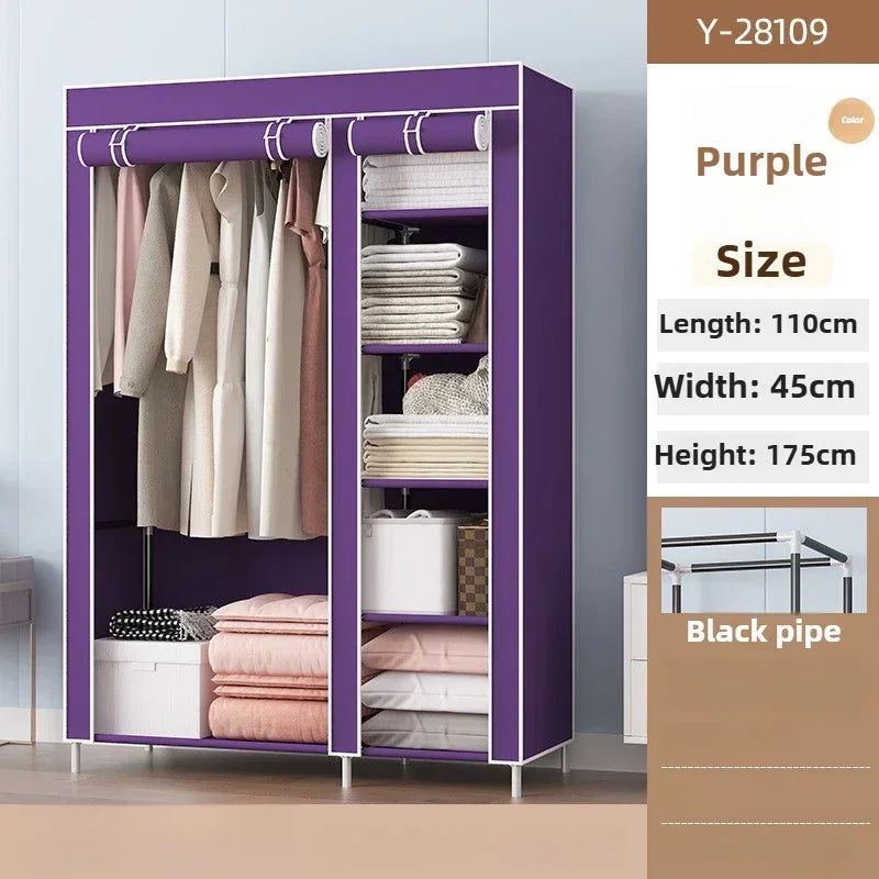 Multi-functional Simple wardrobe storage Firm and durable storage Stylish, simple and mical non-woven wardrobe Durable Oasis Select purple