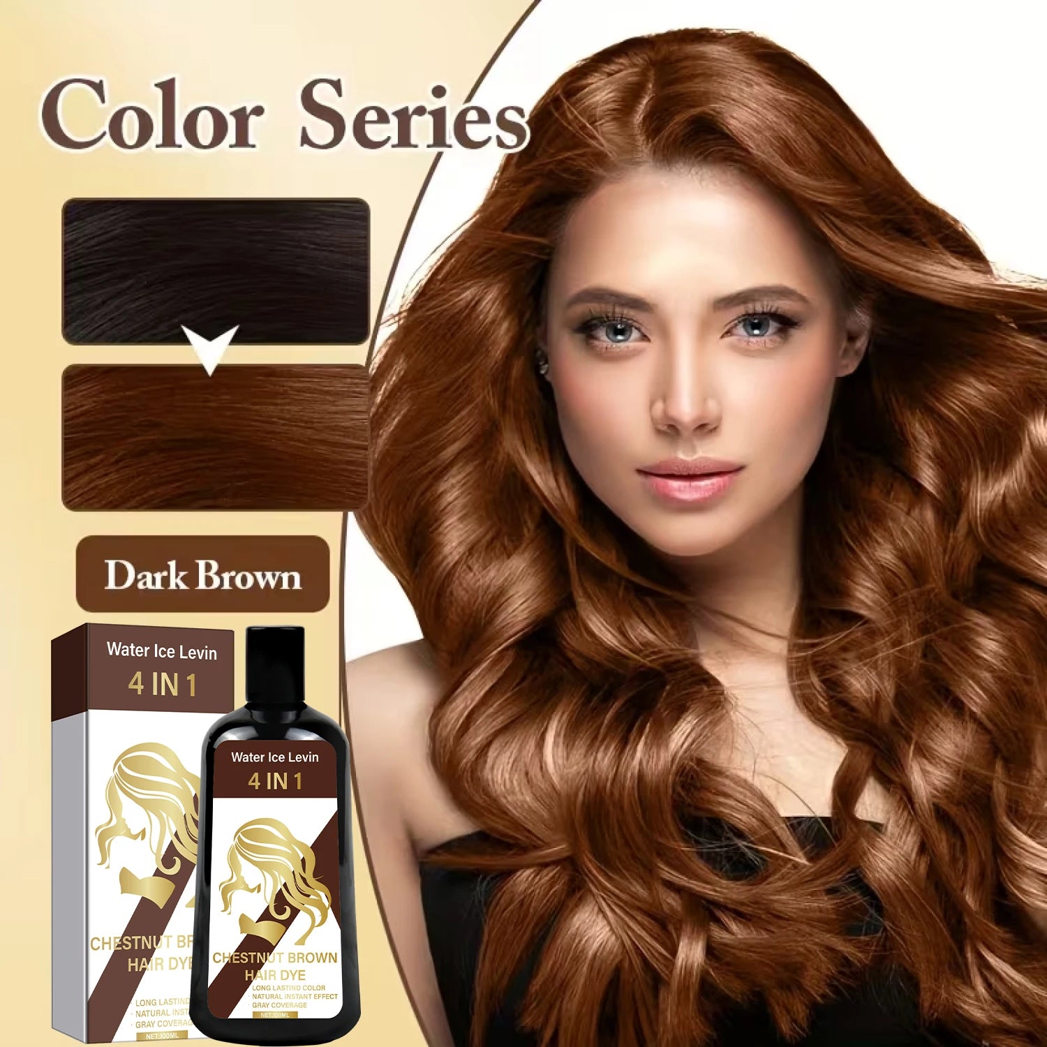 4-in-1 Chestnut Brown Hair Dye Shampoo – Instant Gray Coverage Hair Dye Shampoo Oasis Select