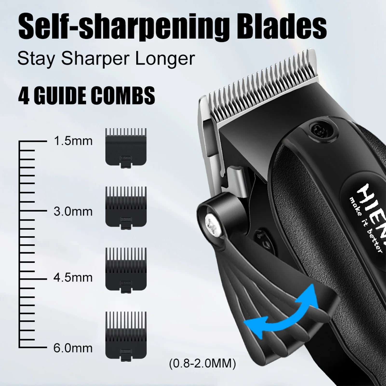 HYN-222 Professional Hair Clippers 5V1A Rechargeable Hair Trimmer Stainless Steel Blade Black Washable Head For Men Styling Tool Oasis Select