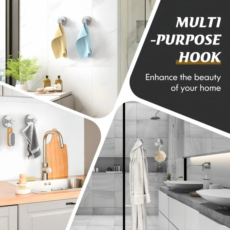 Suction Cup Hooks Towel Coat Bath Robe Hook Wall Mount Waterproof Holder Suitable for Bathroom Kitchen Glass Door Mirror Tile Oasis Select