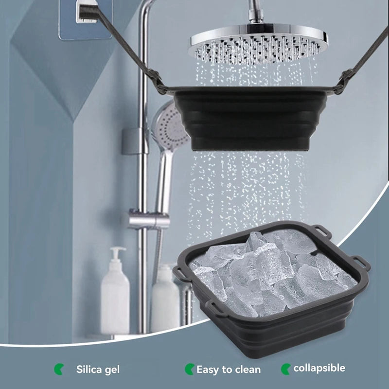WISH Portable Silicone Ice Bath Bucket Foldable Cooling Shower For Cold Shower Therapy Oasis Select