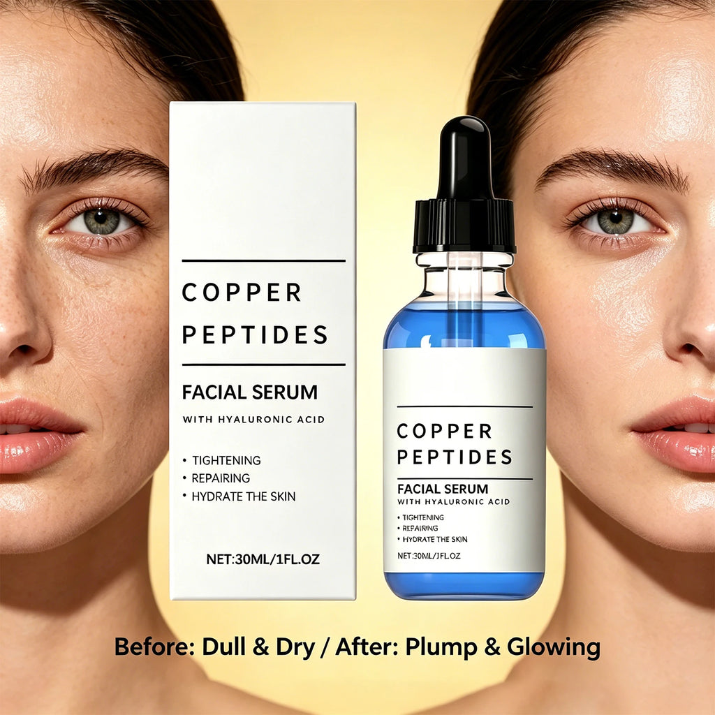 Copper Peptides Facial Serum With Hyaluronic Acid Hydrating Firming Smoothing Fine Lines Daily Care Face Skin Care Essence 30ml Oasis Select