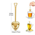 1Pc Heart Shaped Tea Strainer Fine Leakproof Holes Long Handle Portable Filter for Business Trip Loose Leaf Tea Use Oasis Select Gold