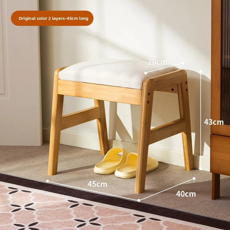 Solid wood shoe changing stool, household storage at the door, narrow shoe stool, shoe cabinet, simple wind fitting room stool Oasis Select Primary single 45