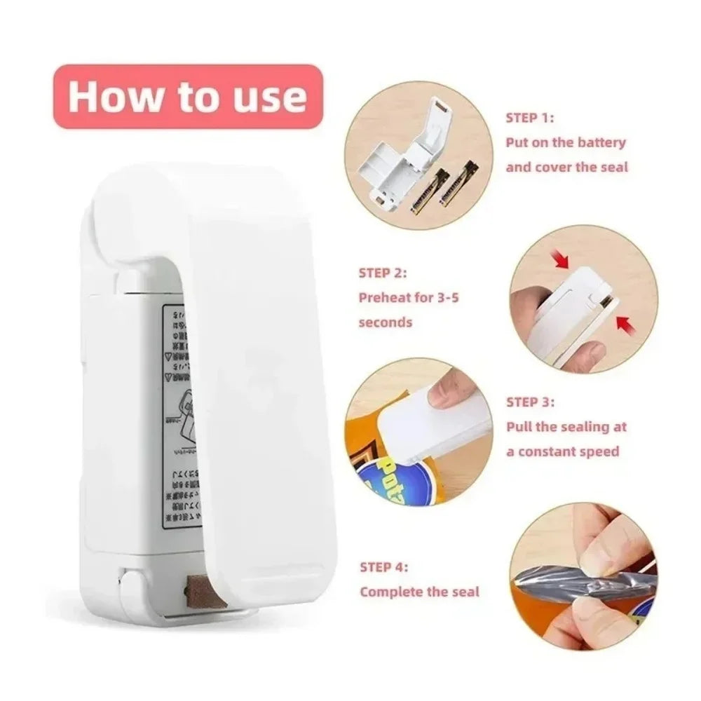 1PC Snack Sealer Mini Heat Bag Sealing Machine Package Sealer Portable Kitchen Thermal Plastic Food Bag Closure Accessories Tool Oasis Select