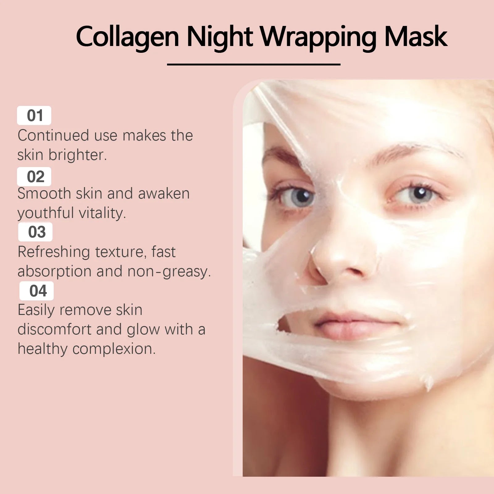Collagen Night Wrapping Mask Moisturizing Firming Peel-Off Mask Gel Face Deep Cleansing Pores Hydrating Brightening Facial Mask Oasis Select