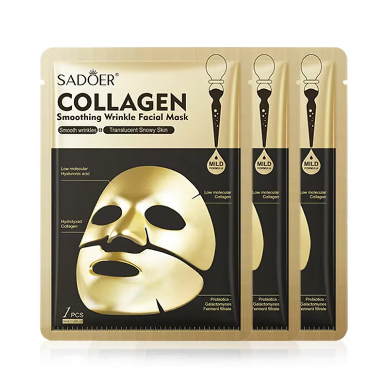 Sadoer Gold Collagen Sheet Mask – Moisturizing & Anti-Wrinkle Collagen Sheet Mask Oasis Select 3Pcs