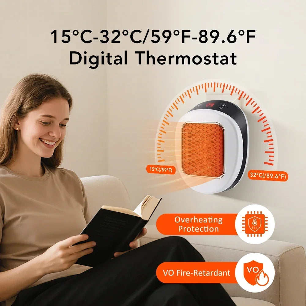 AFDEAL 600W Plug-In Wall Space Heater with Remote & LED Display