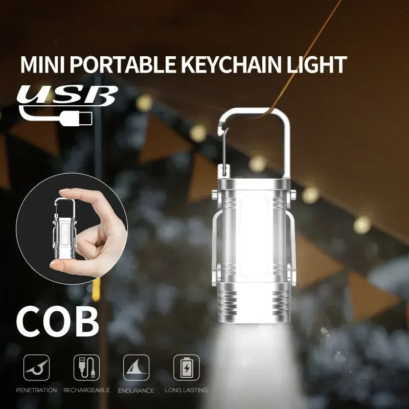 Outdoor Camping Portable Keychain Light Mini Key Light Emergency Work Light Long Battery Life Multi-function Flashlight Oasis Select
