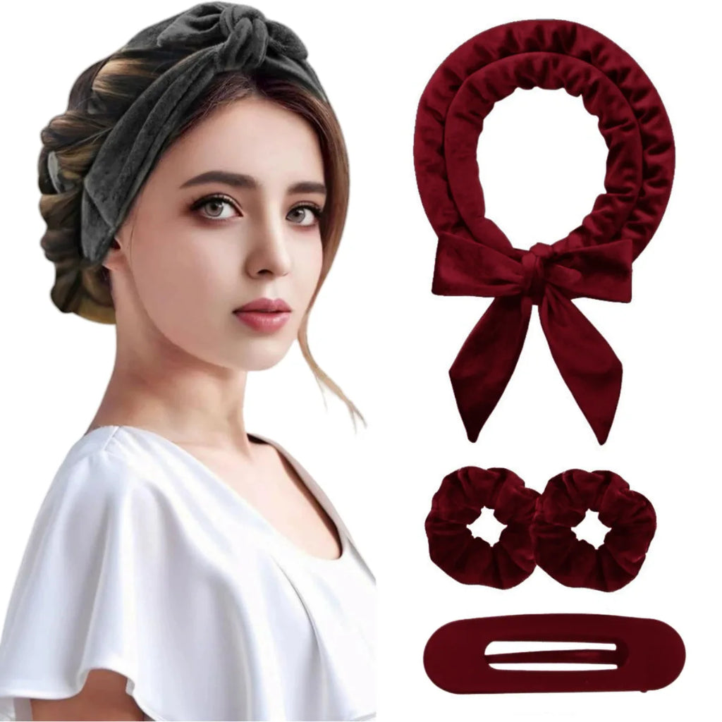 No Heat Hair Rollers Heatless Curling Rod Headband Soft Hair Curler Satin Curlers Curls Sleeping Bonnet Night Cap Styling Tools Oasis Select C