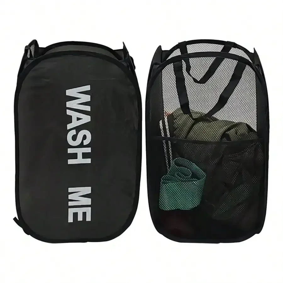 Portable Mesh Pop Up Laundry Hamper Wide Opening Breathable Collapsible Space-Saving Laundry Basket Dorm Travel Bathroom Items Oasis Select