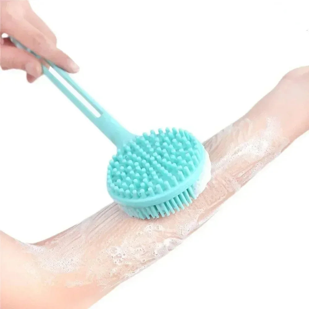 Silicone Long Handle Bath Brush Double-Sided Shower Exfoliating Brush Body Scrub Back Massage Brushes Bathroom Accessories Oasis Select