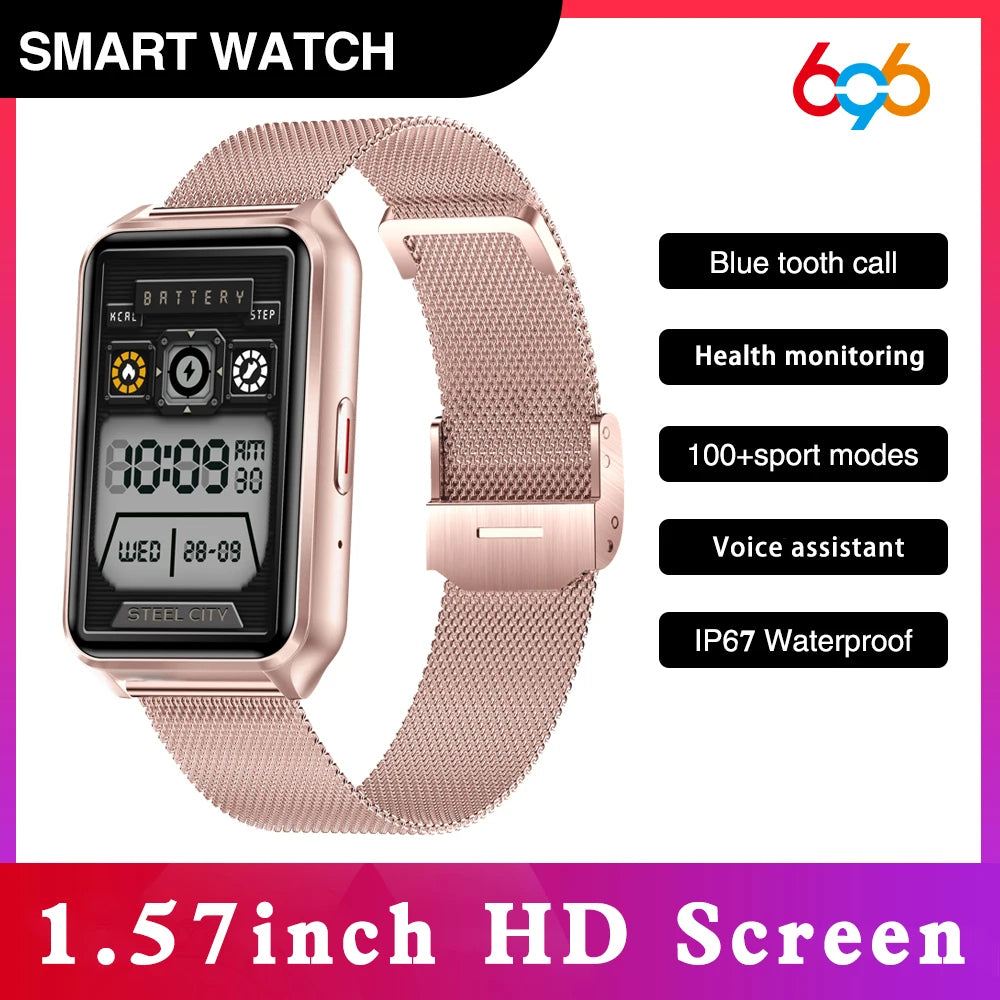 New 1.57" Blue Tooth Call Men Women Smartwatch 100+ Sport Modes Smart Watch Health Heart Rate Music Waterproof Voice assistant Oasis Select