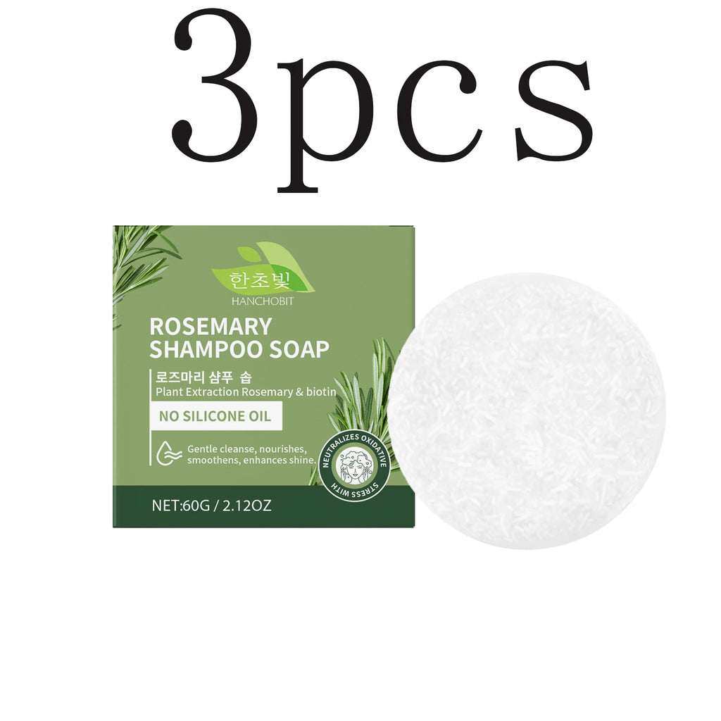 Rosemary Shampoo Bar: Gentle Scalp-Cleansing, Daily Deep-Nourishing Hair Soap for Hair Nourishment & Strengthening Oasis Select 60gx3pcs