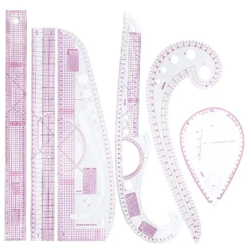 6PCS French Curve Ruler Soft Patchwork Ruler Measure Tailor Ruler Drawing Template DIY Sewing Accessories Tool Kit Oasis Select