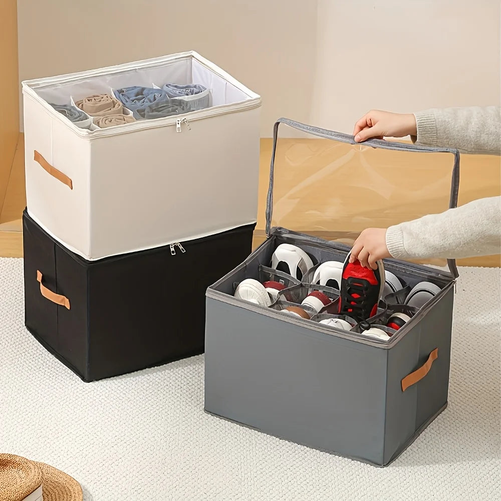 1Pc Washable Oxford Foldable Shoe Storage Box with Lid Oasis Select
